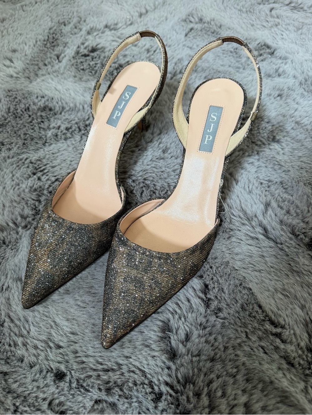 SJP by Sarah Jessica Parker Glitter Pointed Slingback Pumps in Gold and Black